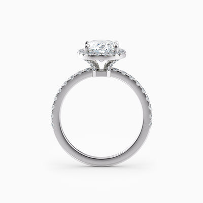 The Charlotte oval lab grown diamond halo engagement ring with diamond band, hand-crafted in Brisbane