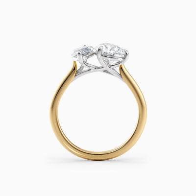 The Alexa toi et moi engagement ring with pear and marquise lab grown diamonds in a twisted claw setting