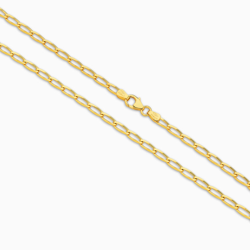 Clara Diamond Cut Flat Curb Long Chain 2.80mm in solid gold