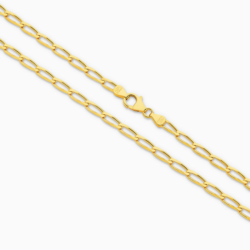 Clara Diamond Cut Flat Curb Long Chain 3.6mm in solid gold