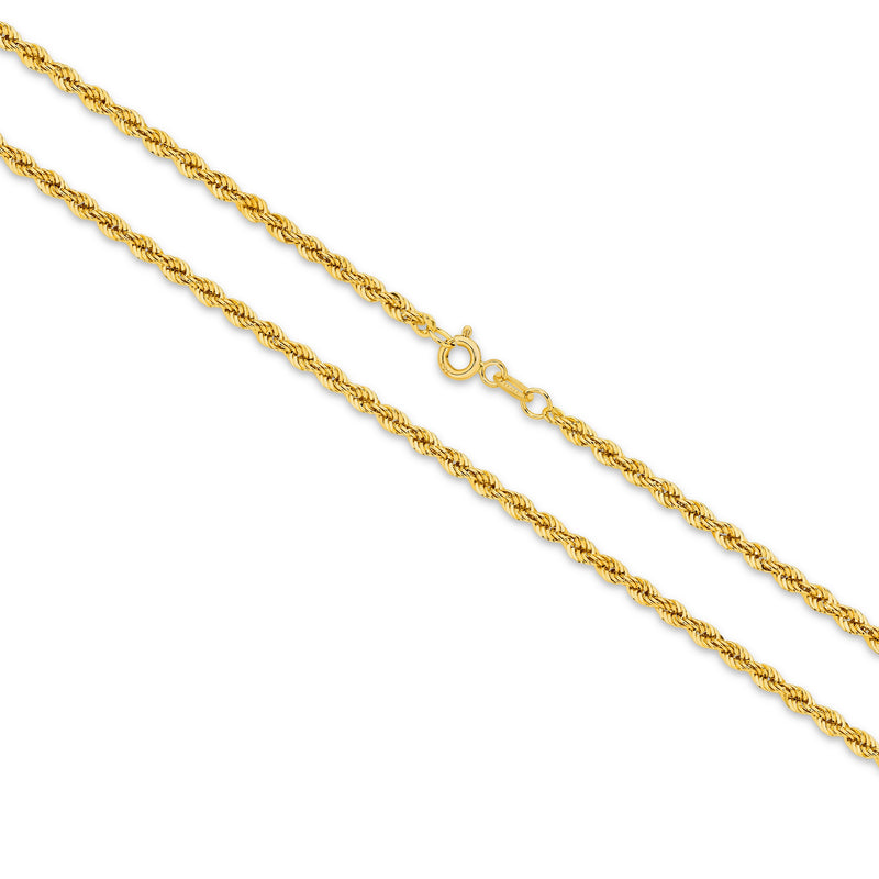 Calista Hollow Diamond Cut Rope Chain 2.75mm in solid gold