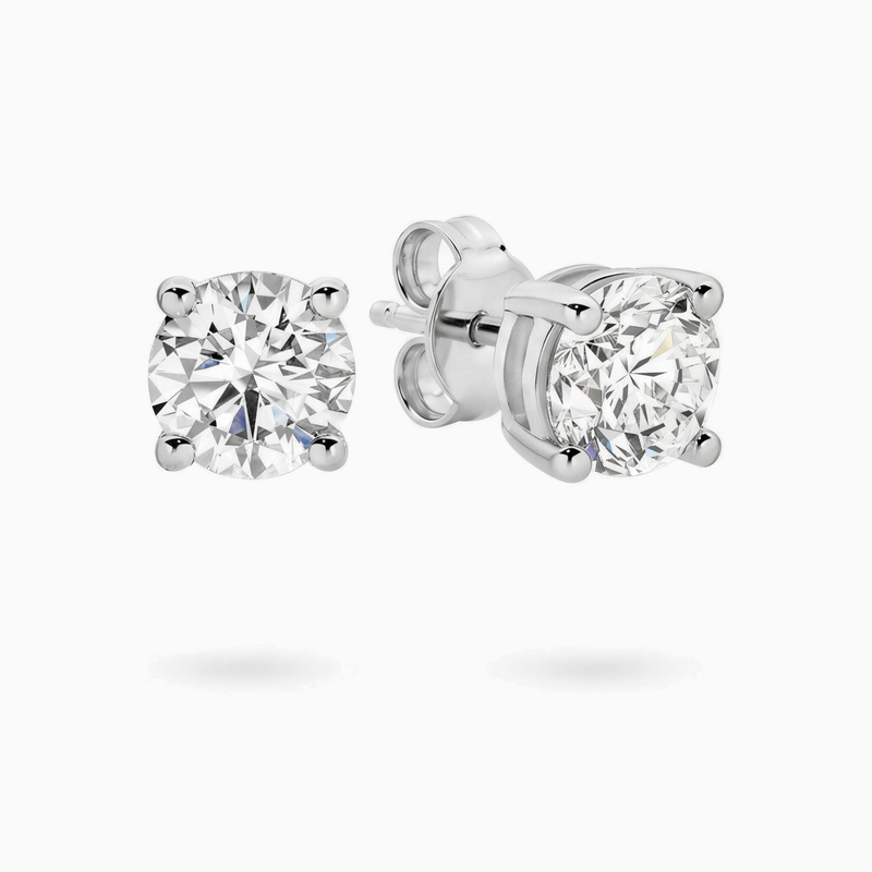 Julia round brilliant lab grown diamond stud earrings in 18ct gold, handcrafted in Brisbane