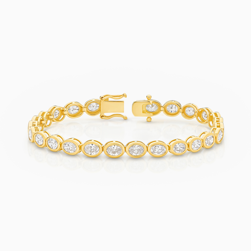 Venus Oval Cut Bezel Set Lab-Grown Diamond Tennis Bracelet (7.50ct TW)