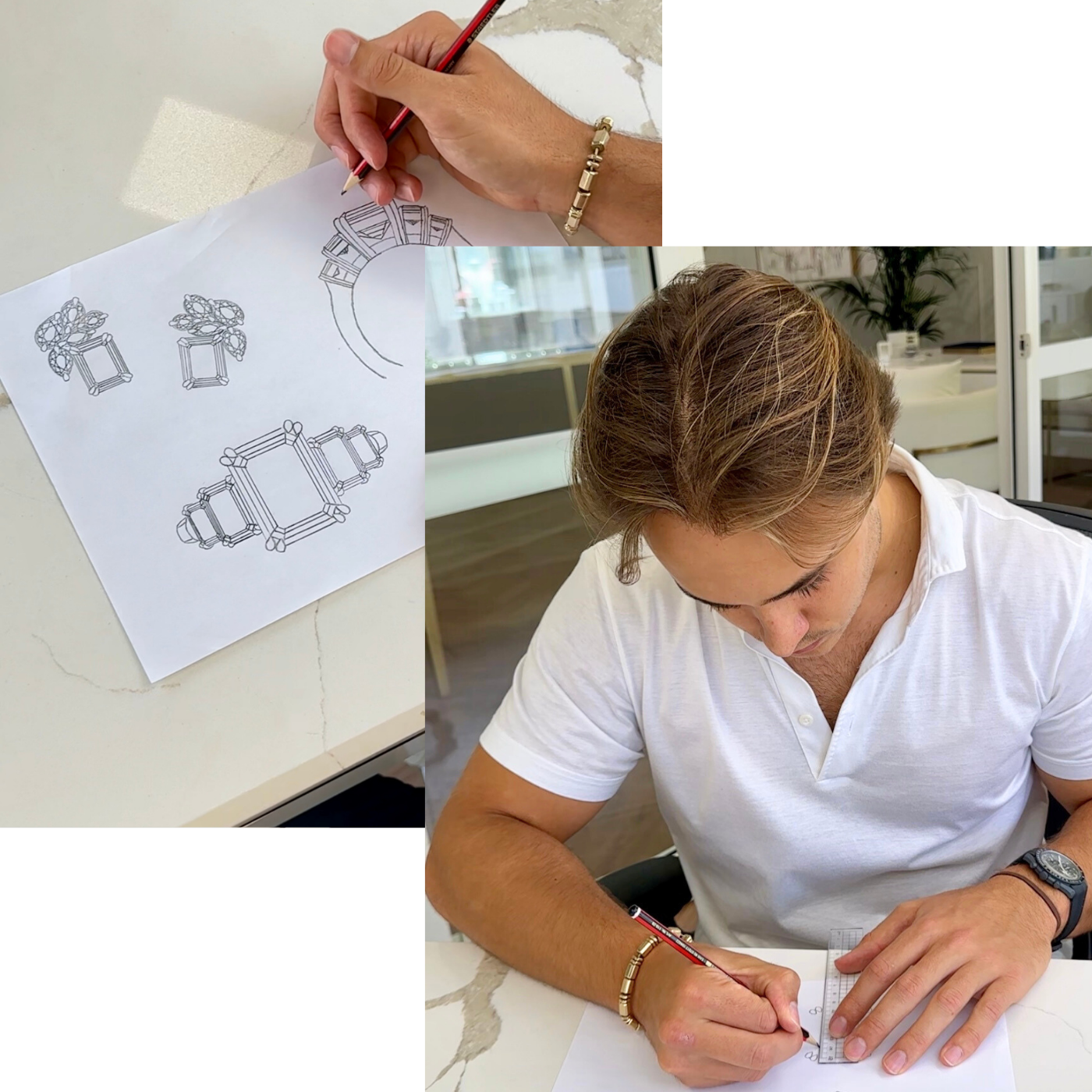 A diamond bracelet fitting at the Orlaithea Brisbane workshop