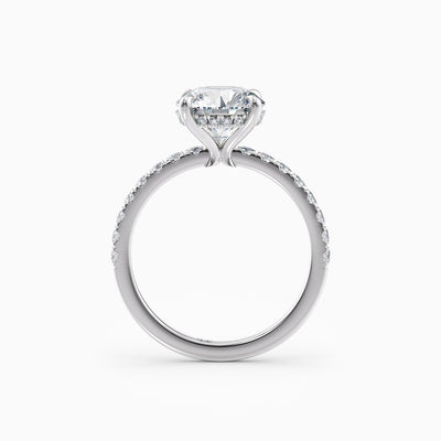 The Cora round brilliant lab grown diamond engagement ring with hidden halo and diamond band